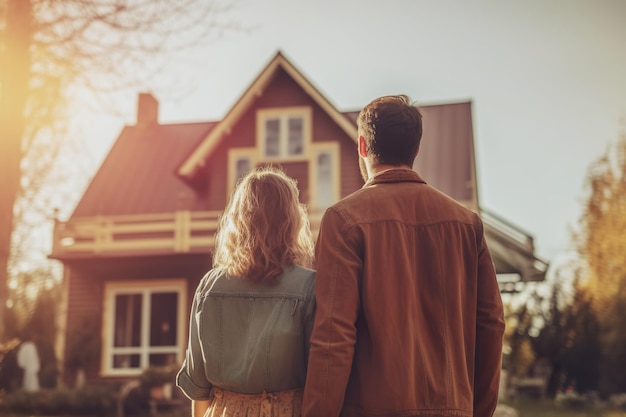 Image of couple standing in front of new house