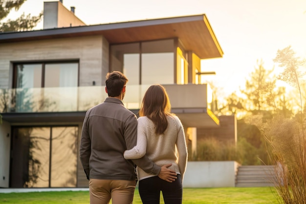 Image of couple standing in front of new house