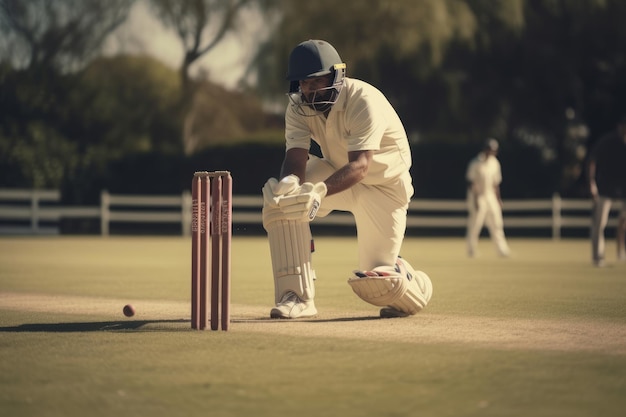 Image of Cricket Player Strikes the Ball for Six generative AI