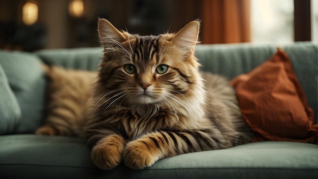 image of a cute cat on a sofa