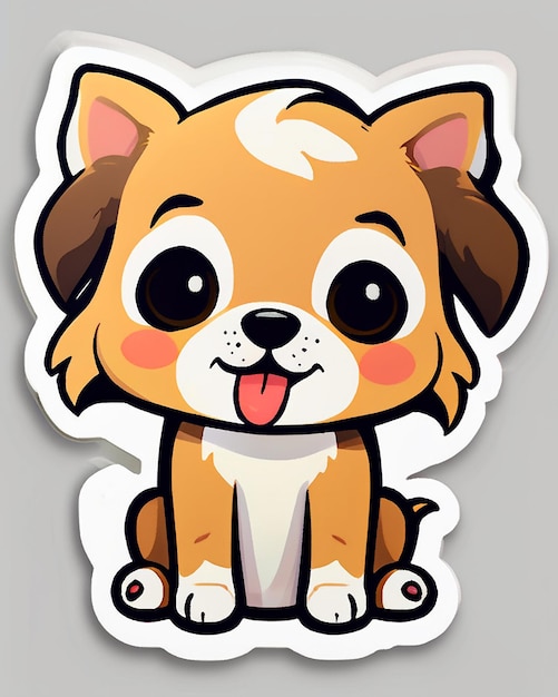 Photo image of a cute puppy in cartoon style