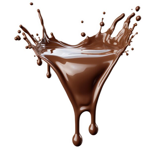 白い背景に分離されたダーク チョコレート スプラッシュのイメージ