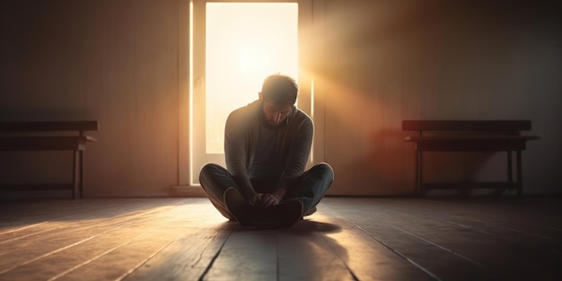 Image of a Dejected Man in a Room