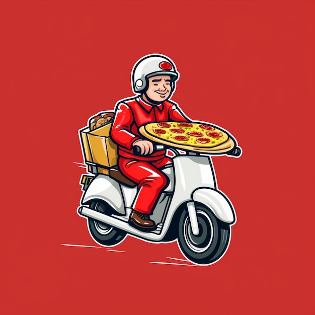 Photo image of delivery man with motorbike