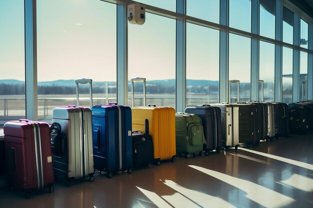 An image depicting baggage at the airport terminal Generative Ai