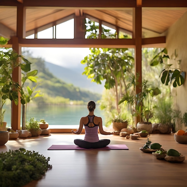 Image depicting relaxation mindfulness healthy eating and physical activities