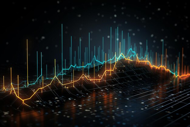 Foto immagine che raffigura le tendenze del mercato azionario con linee fluttuanti e investimenti finanziari