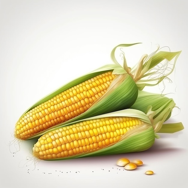 An image of an ear of corn with the corn kernels on the right.