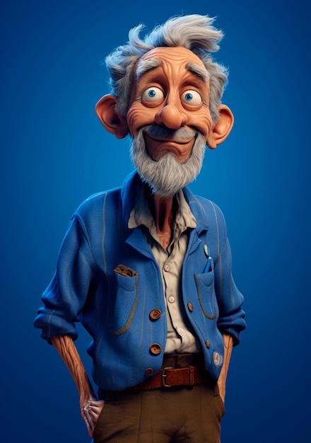 Photo image of an elderly man cartoon