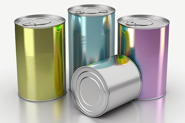 Image of empty metal cans on a white background