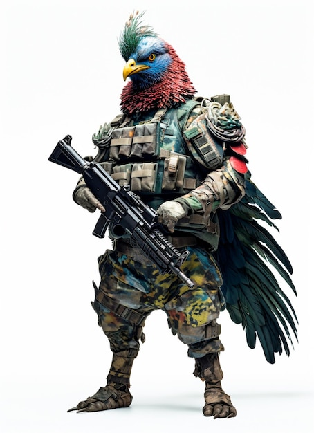 image of exotic animal wearing soldier clothing