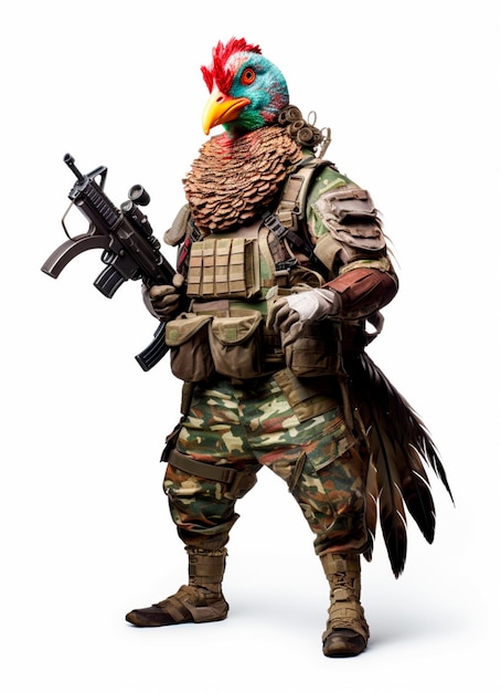 image of exotic animal wearing soldier clothing