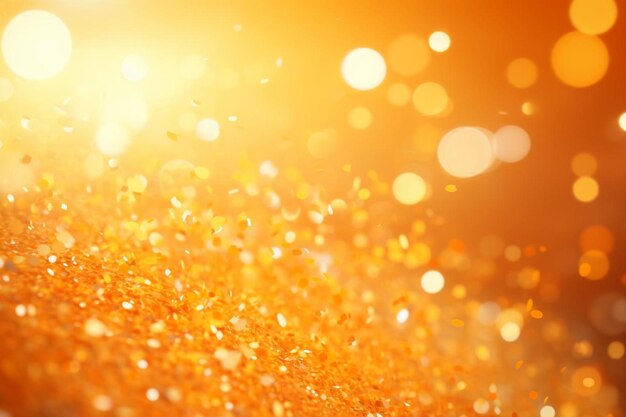 image of falling confetti and light rays over orange background