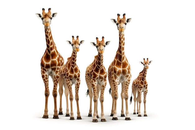 Image of family group of giraffe on white background Wildlife Animals Illustration Generative AI