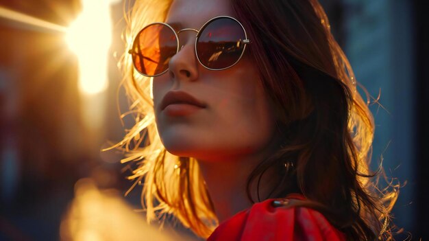 Изображение модной молодой женщины в солнцезащитных очках Стильный портрет красивой женщины.