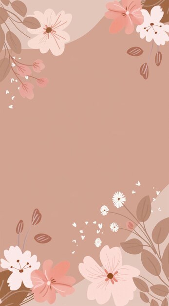 Photo the image features a delicate composition of flowers on a solid brown background primarily showcasing flowers on the left side