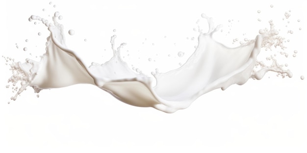 Foto un'immagine con uno spruzzo di ondata bianca di latte completo di schizzi e gocce con uno sfondo c