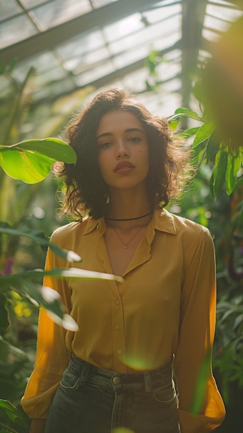 an image of a female in a greenhouse