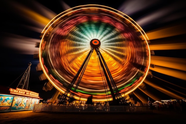Foto un'immagine della ruota panoramica di notte ia generativa