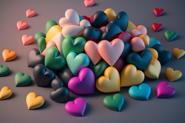 Photo an image filled with many different colored hearts