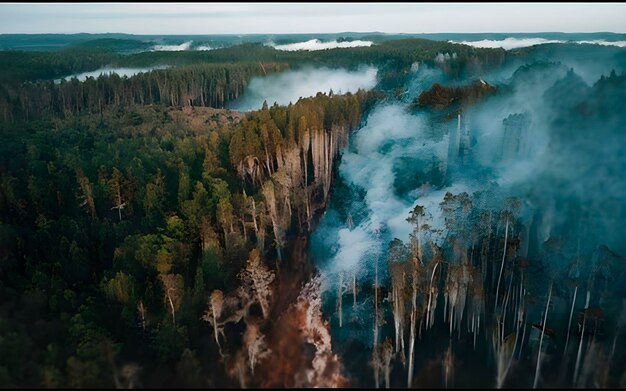 森林の火の煙の画像が生成されました