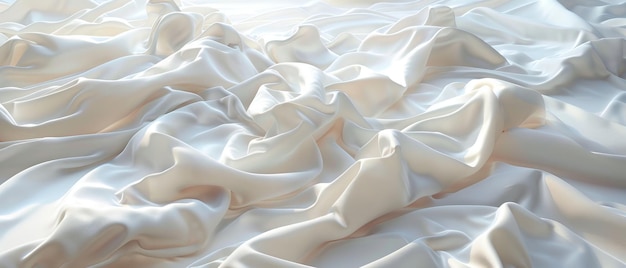 Photo an image of a folded fabric waves on the bed a 3d rendering of a crumpled bed with a white banner