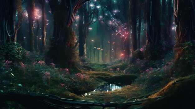 光が輝く森のイメージ