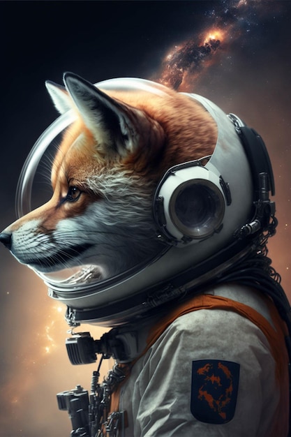 Photo an image of a fox in a space suit generative ai