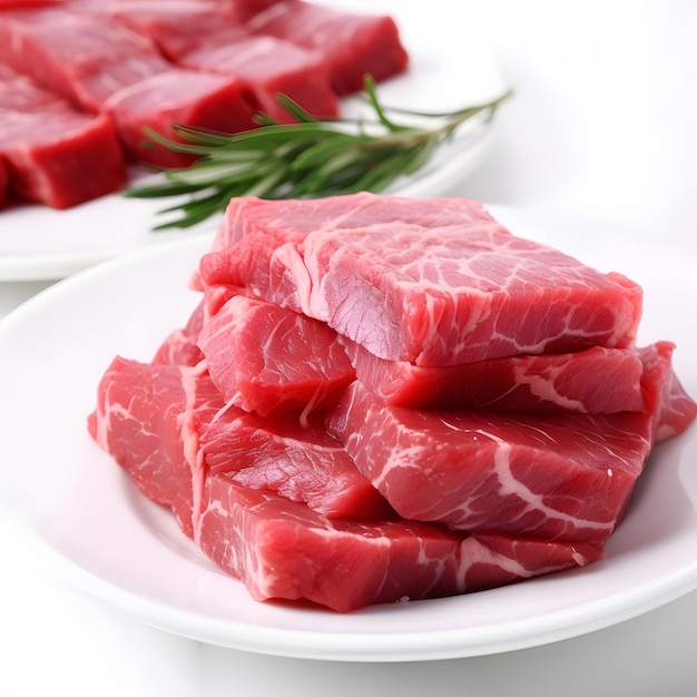 image of fresh raw beef on plate close up Raw