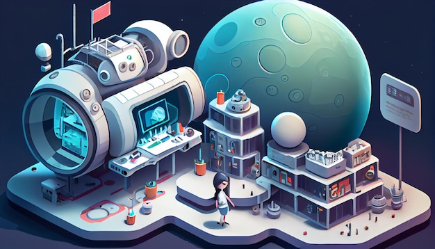 Image of a Futuristic Moon Space Lab