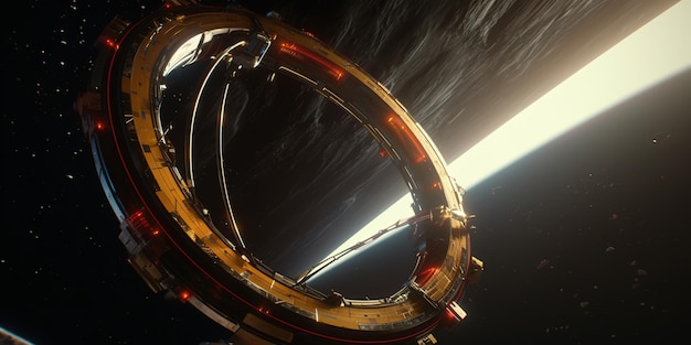 image of a futuristic space station with cinematic effect Generative AI