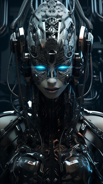 Photo an image of a futuristic woman with blue eyes