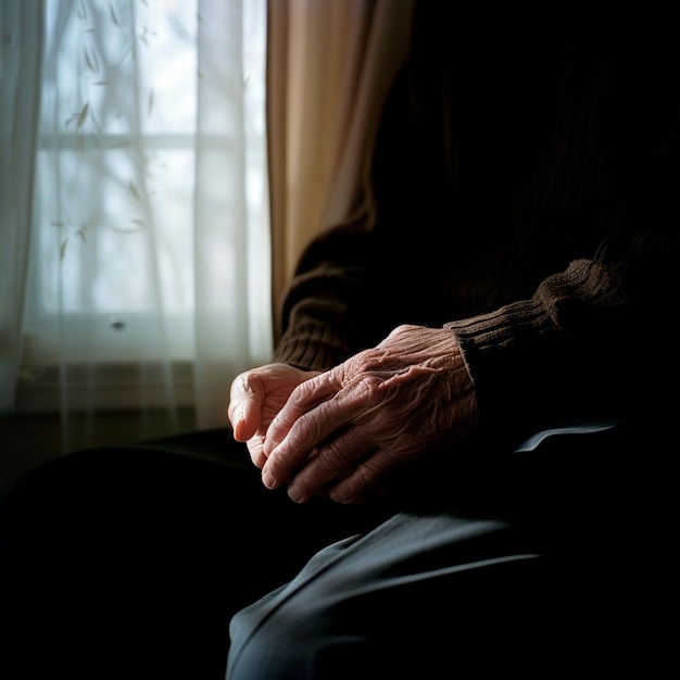 Photo image of a gentlemans wrinkled hands