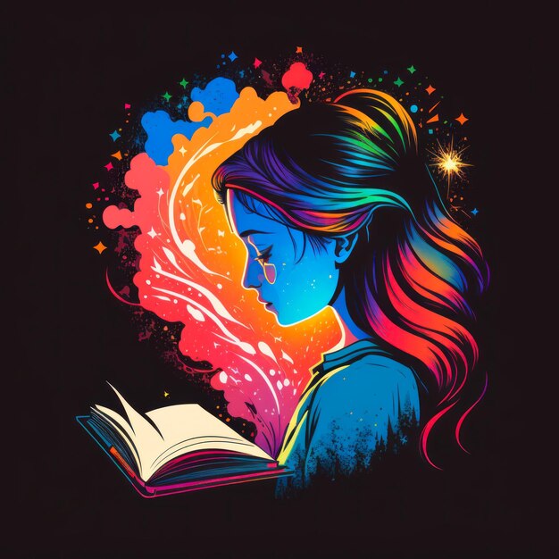 An image of girl reading book Generative AI