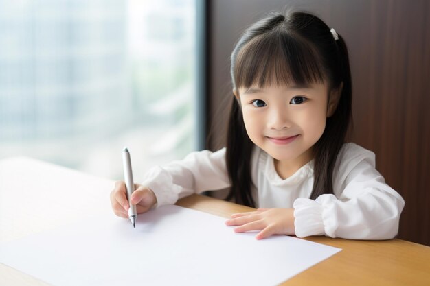 Photo image of a girl studying and drawing