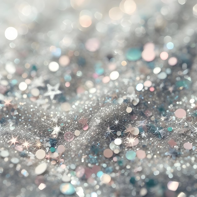 Image of Glitter Background in Pastel Delicate Silver Tones Defocused