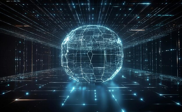 Photo image of a globe in cyberspace a world connected together information flow