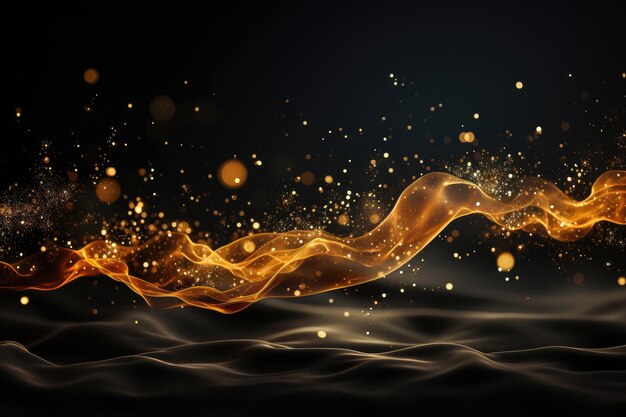 Photo image of gold dust and golden with a black background