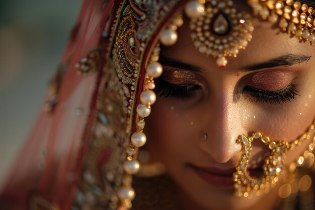 Photo image of a gorgeous indian bride traditionally dressed