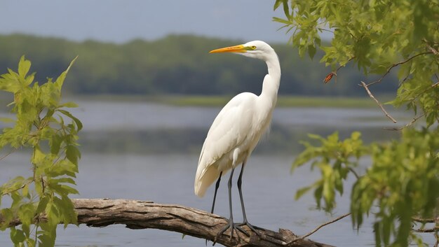 Image of Great Egret Ardea alba on the natural background Heron White Birds Animal