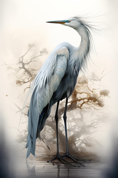 Photo image of great egret on clean background bird wildlife animals illustration generative ai