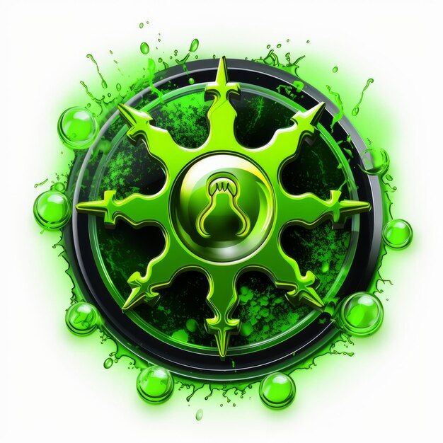 an image of a green button with a black star on it