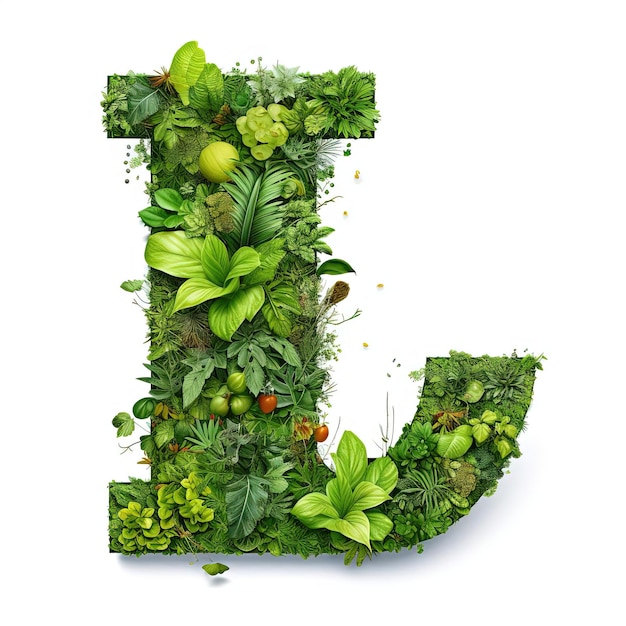 an image of a green letter l in the style of highly detailed foliage