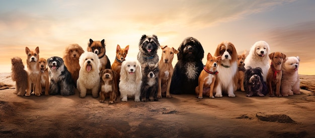 Photo image of a group of cute dogs sitting