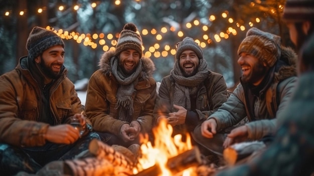 Image Of A Group Of Friends And Background