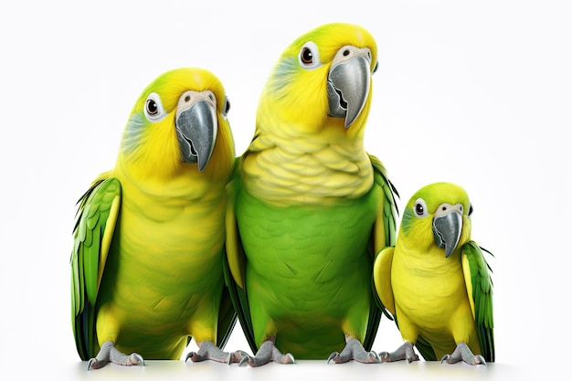 Image of group of parrot on a white background Birds Pet Animals Illustration Generative AI