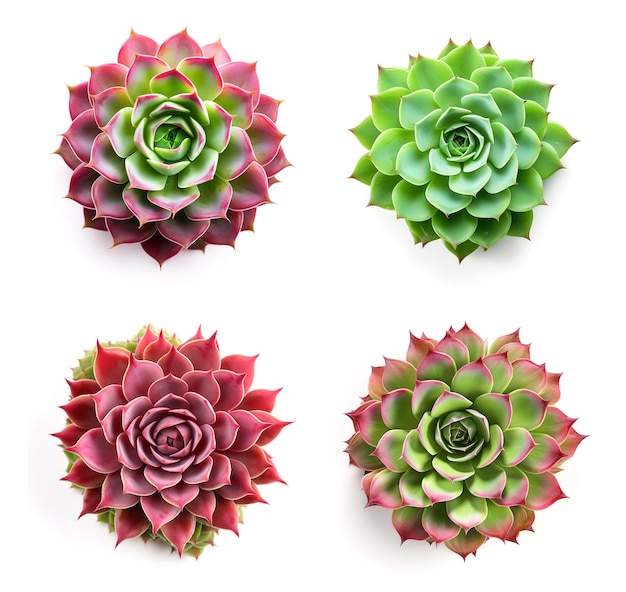 Image group of succulent on white background Nature Illustration Generative AI