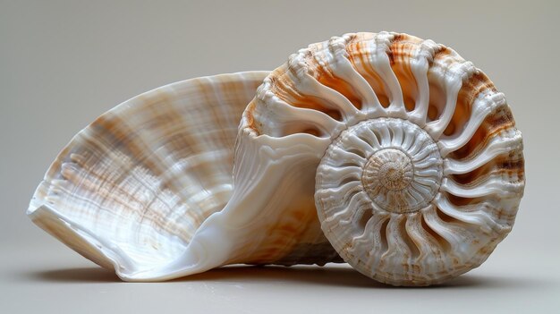 Photo image of a half shell nautilus pompilius as a stock photograph