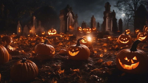 изображение сцены Хэллоуина с тыквой