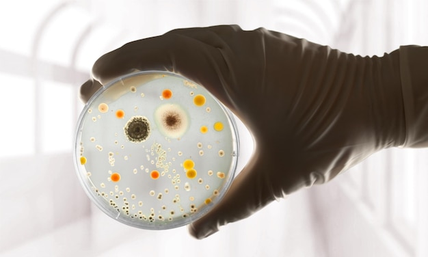 An image of a hand holding a petri dish